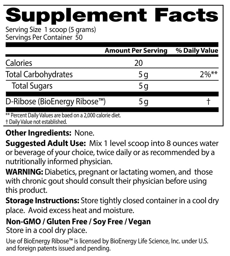 [Australia] - Doctor's Best D-Ribose with Bioenergy Ribose, Non-GMO, Vegan, Gluten Free, Energy Enhancement, 250g, 8.8 Ounce (Pack of 1) 8.8 Ounce (Pack of 1) 