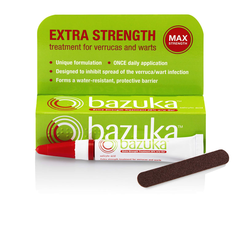 [Australia] - Bazuka Extra Strength Treatment Gel For Effective, Pain-Free Treatment and Removal of Verrucas and Warts. With Emery Board, 6g 