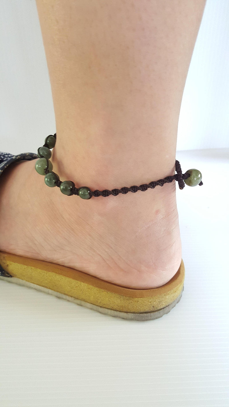 [Australia] - Infinityee888 Jade Bead Anklet Green Feng Shui for Men,Women Ankle Bracelet-AK01 
