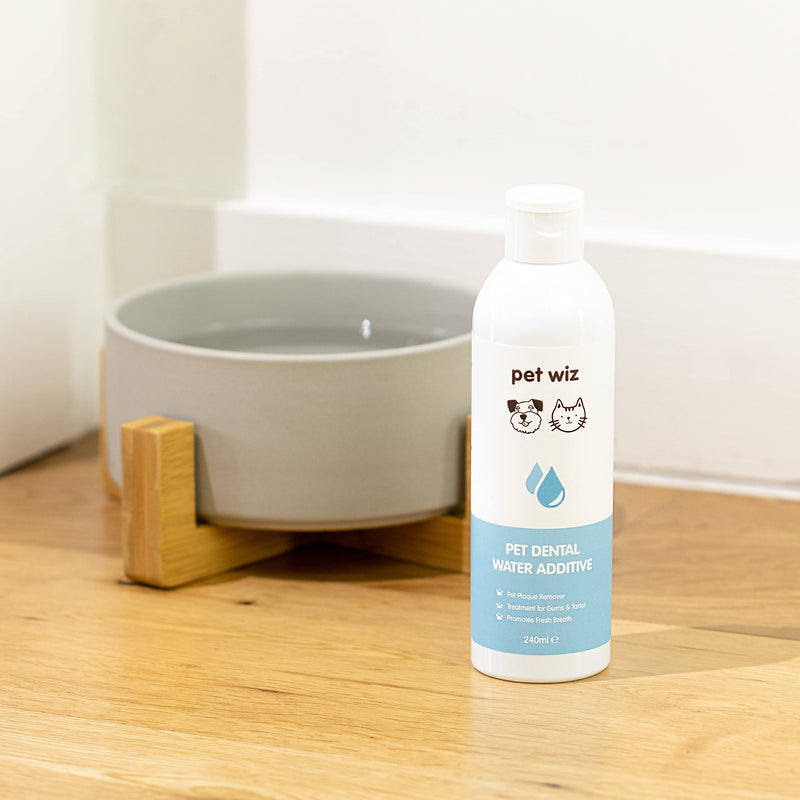[Australia] - pet wiz Dental Water Additive For Dogs & Cats - Plaque Remover, Treatment for Gums & Tartar, Promotes Fresh Breath (240ml ℮) 