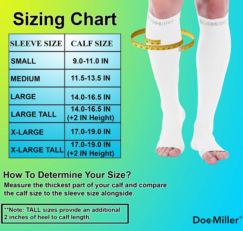 [Australia] - Doc Miller Open Toe Compression Socks 1 Pair 15-20 mmHg Firm Support White Large 