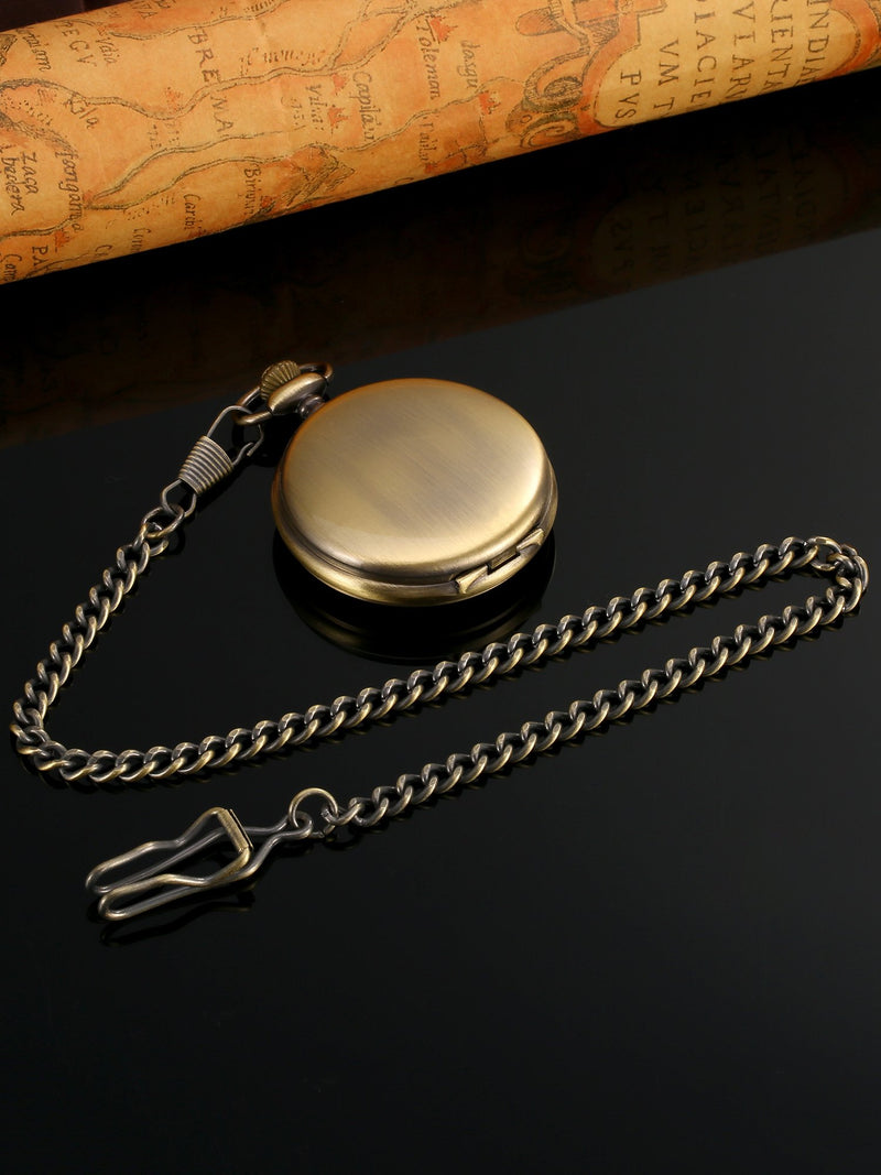 [Australia] - Mudder Smooth Antique Quartz Pocket Watch with Steel Chain Bronze 