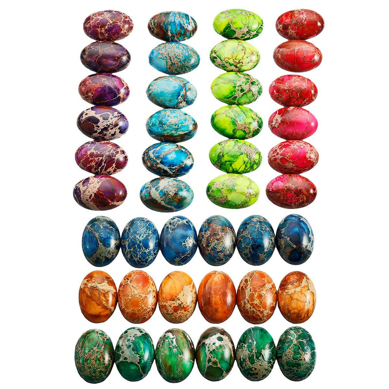 [Australia] - rockcloud 18x25mm Oval Cabochon Flatback Semi-Precious Stones Sea Sediment Jasper for Jewelry Making Pack of 5 Assorted Colors A(18x25mm) 