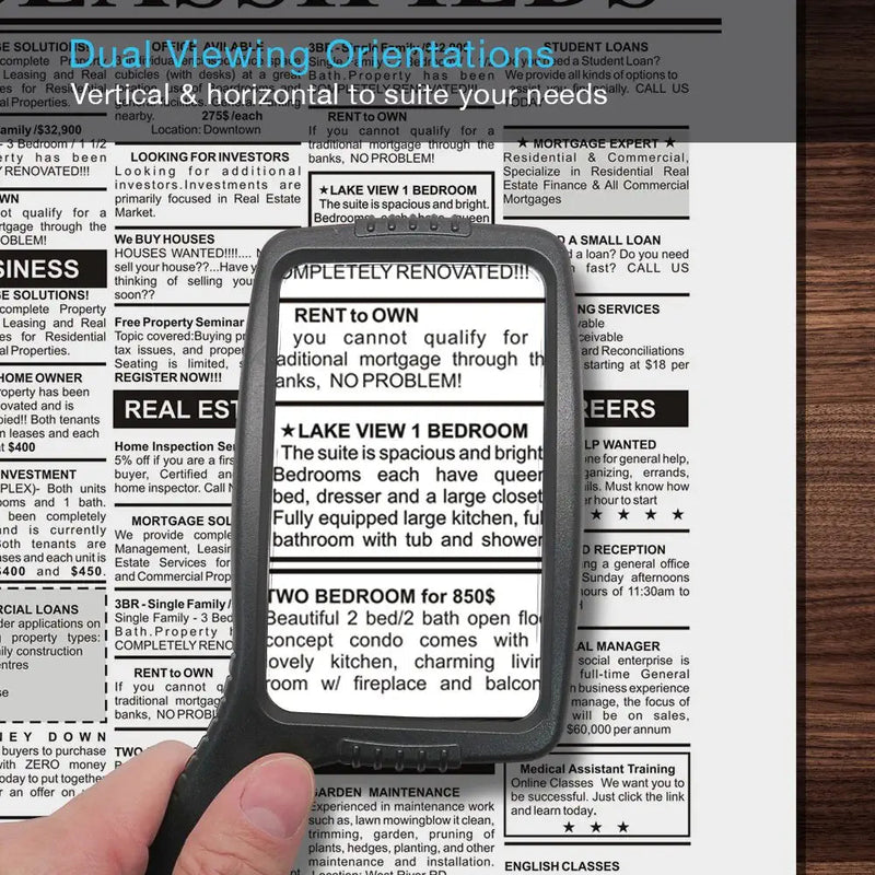 [Australia] - MagniPros Jumbo Size Magnifying Glass Wide Horizontal Lens(3X Magnification)- Shockproof Housing & Scratch Resistant Design W/Large Viewing Area Ideal for Reading Small Prints & Low Vision 