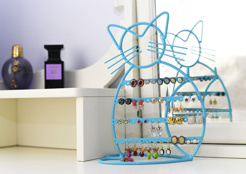 [Australia] - ARAD Cat-Shaped Earring Holder, Jewelry Rack, Display Organizer for Piercings (Blue Finish) 