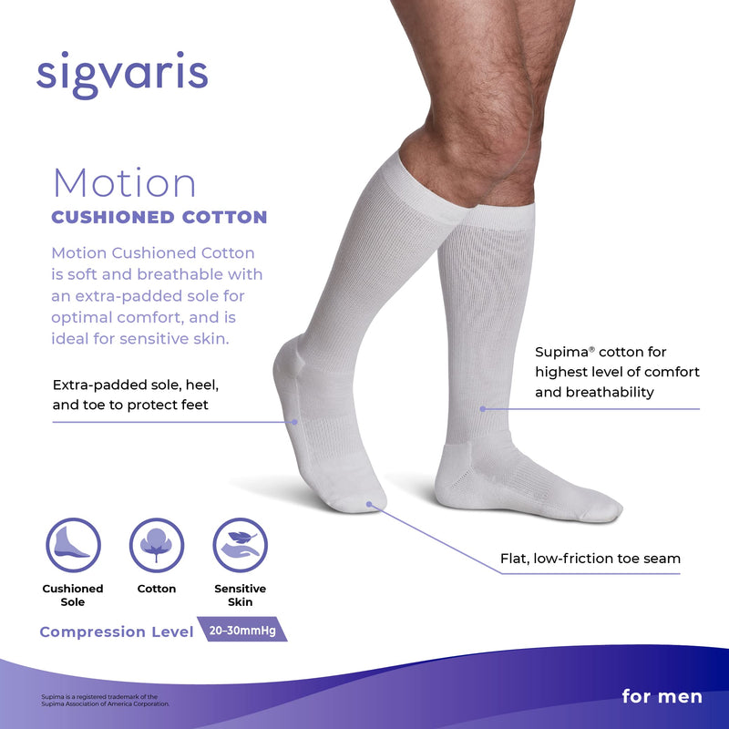 [Australia] - SIGVARIS Men’s Motion Cushioned Cotton 360 Closed Toe Calf-High Socks 20-30mmHg 