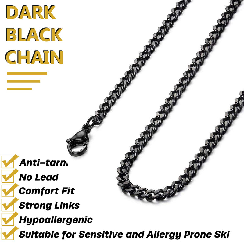 [Australia] - FIBO STEEL 3.5-6mm Stainless Steel Mens Womens Necklace Curb Link Chain, 16-30 inches 16.0 Inches Black 3.5mm 