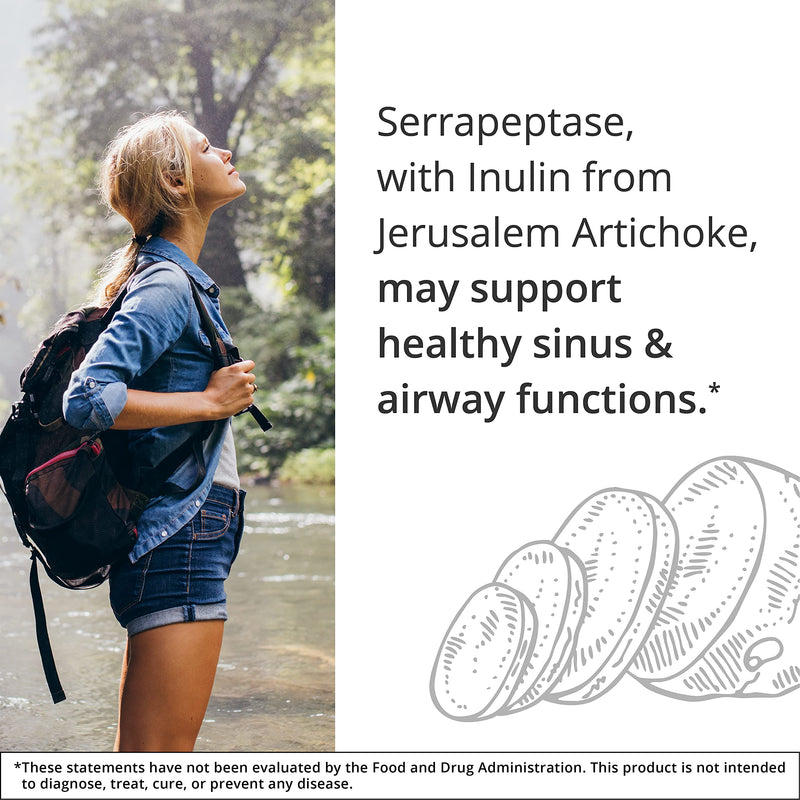 [Australia] - NutraMedix Serrapeptase - Proteolytic Enzyme Supplement - May Support Healthy Sinus Function - 1000mg with Inulin from Jerusalem Artichoke - May Support Cardiovascular Health (120 Vegetarian Capsules) 