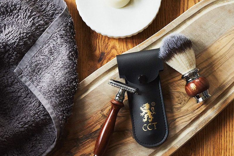 [Australia] - The Cambridge Cut Throat® Luxury Missanda Hardwood and Stainless Steel Men's Shaving Brush for Soap, Foam or Cream with Premium Synthetic Silvertip Vegan Friendly Badger Bristles Male Grooming Present 