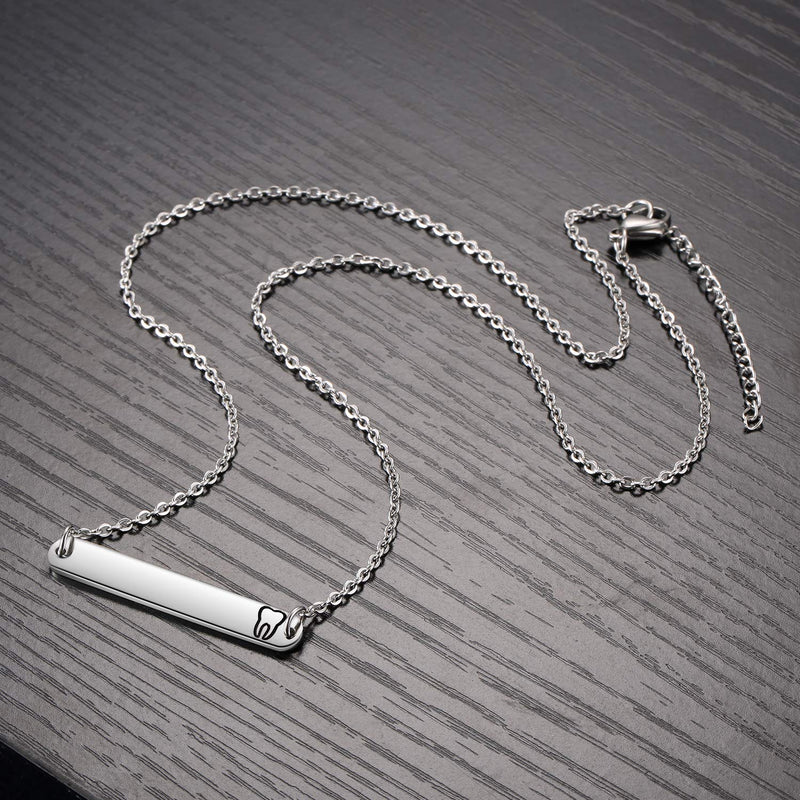 [Australia] - Hazado Tooth Bar Necklace, Dentist Gift, Dental Hygienist Gift, Dental Student Gift, Dental Graduate Necklace, Dentist Necklace, Tooth Necklace 