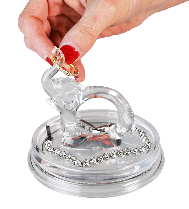 [Australia] - ARAD Elephant Acrylic Ring Holder Dish, Cute Bedroom Jewelry Tray, Fun Trinket Platter 