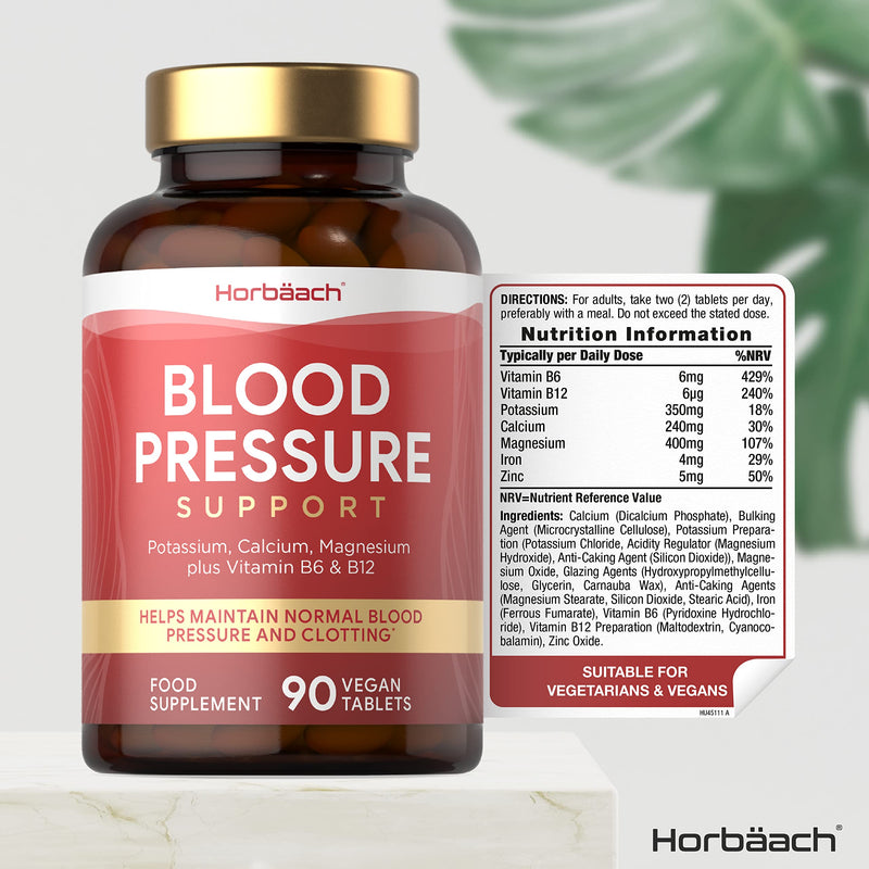 [Australia] - Blood Pressure Supplement | 90 Vegan Tablets | Helps Maintain Normal Blood Pressure | with Magnesium, Potassium & Calcium | for Men & Women | by Horbaach 