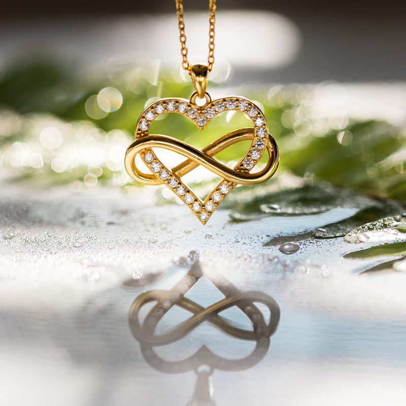 [Australia] - Sash & Soph Infinity Heart Necklace for Women. 925 Sterling Silver Heart Necklace for Girlfriend, Love Heart Pendant on 18" Chain with 2" Extender (Rose Gold or Gold Plated) 