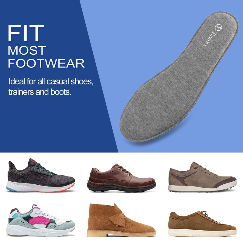 [Australia] - 2 Pair -Shoe Inserts for Womens Memory Foam Insoles,Replacement Insoles for Work Boots Running Shoes, Cushion Shock Absorbing for Foot Pain Relief, Comfort Breathable Inner Soles 39EU,US8 Women: EU 39/US 8 Black+grey(2 Pairs) 