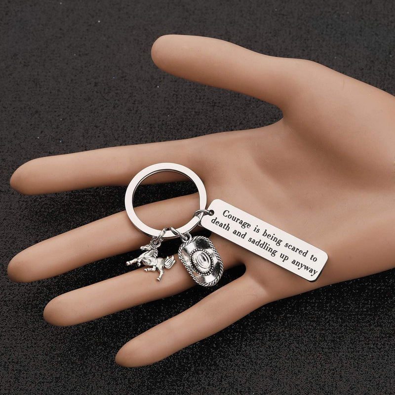 [Australia] - CYTING Courage is Being Scared to Death But Saddling Up Anyway Keychain Inspirational Gift for Horse Lover Cowboy Cowgirl 