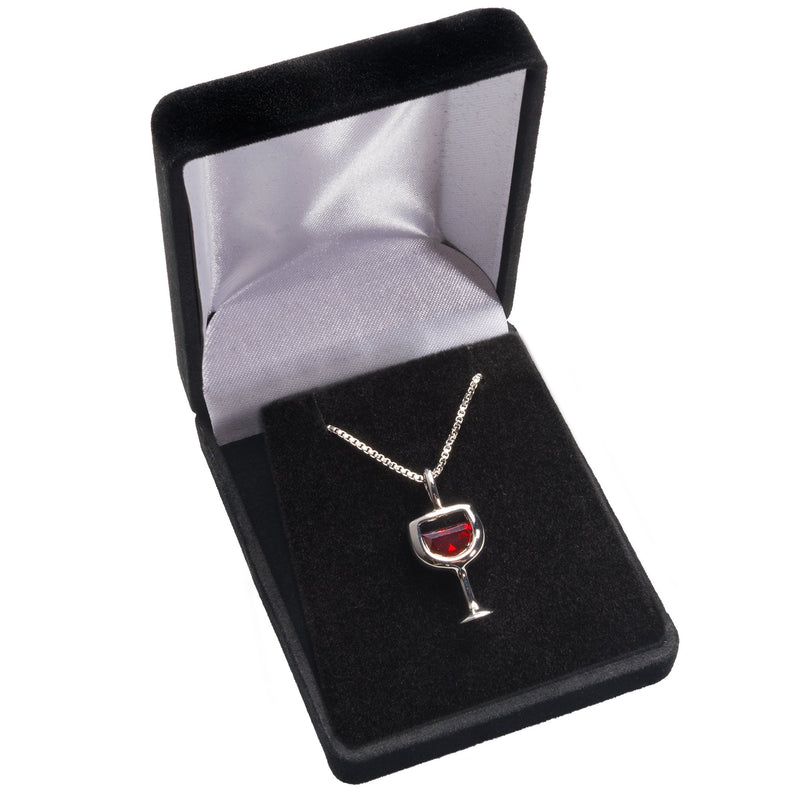 [Australia] - Chris's Stuff Red Wine Necklace-Silver Plated 18 Inch Thin Chain & Crystal Pendant - Ideal Gift 