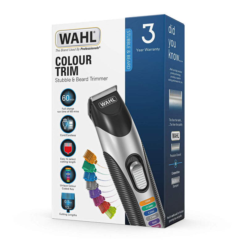 [Australia] - Wahl Colour Trim Stubble and Beard Trimmer, Trimmers for Men, Beard Trimming Kit, Men’s Stubble Trimmers, Male Grooming Set, Beard Care Kit, Colour Coded Guide Combs Wahl Colour Trim 8 in 1 Multigroomer Single 