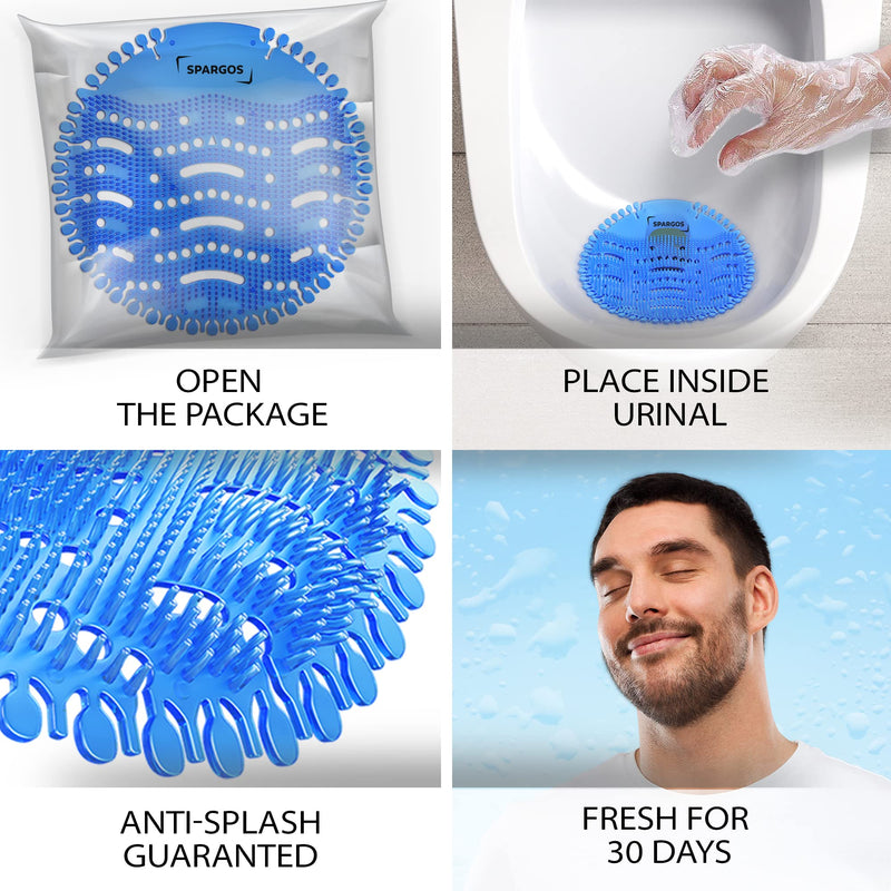 [Australia] - Urinal Screen Deodorizer Mats (12 Pack) Anti-Splash Toilet Smell Refresher protection for Bathroom Office Stadiums Schools with Free Gloves - 12pcs Blue Ocean Breeze 