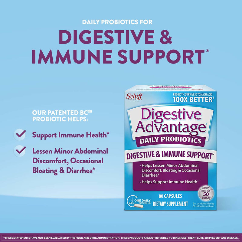 [Australia] - Daily Probiotic Capsules For Digestive Health & Gut Health, Digestive Advantage Probiotics For Men and Women (80 count box) 80 Count (Pack of 1) 