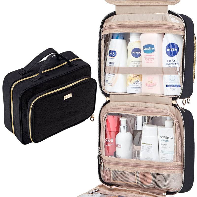 [Australia] - NISHEL Hanging Travel Toiletry Bag, Visible Makeup Organizer, Makeup Case for Travel Accessories, Bathroom Shower, Black 