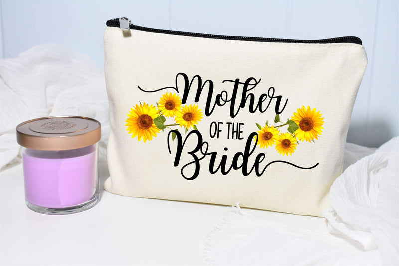 [Australia] - Mother Of The Bride Gift, Sunflower Makeup Bag, Bridal Party Gift, Mother of the Bride Clutch Bag, Cosmetic Pouch for Bride's Mother, Sunflower Wedding Gift 