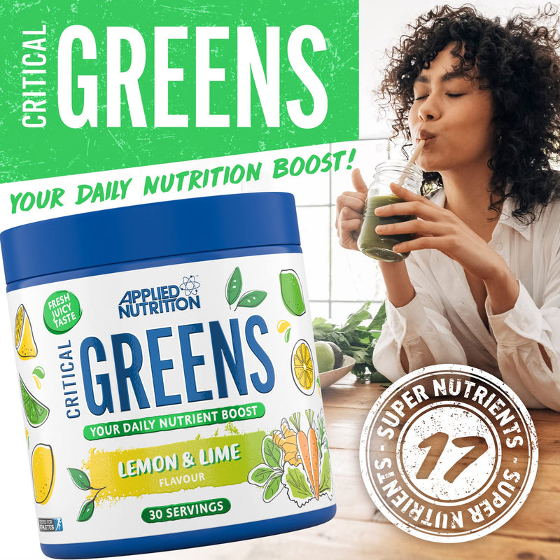 [Australia] - Applied Nutrition Critical Greens - Super Greens Powder, Boost Your Immune System with Superfood Nutrients, Vegan (150g - 30 Servings) (Apple Burst) Apple Burst 150 g (Pack of 1) 