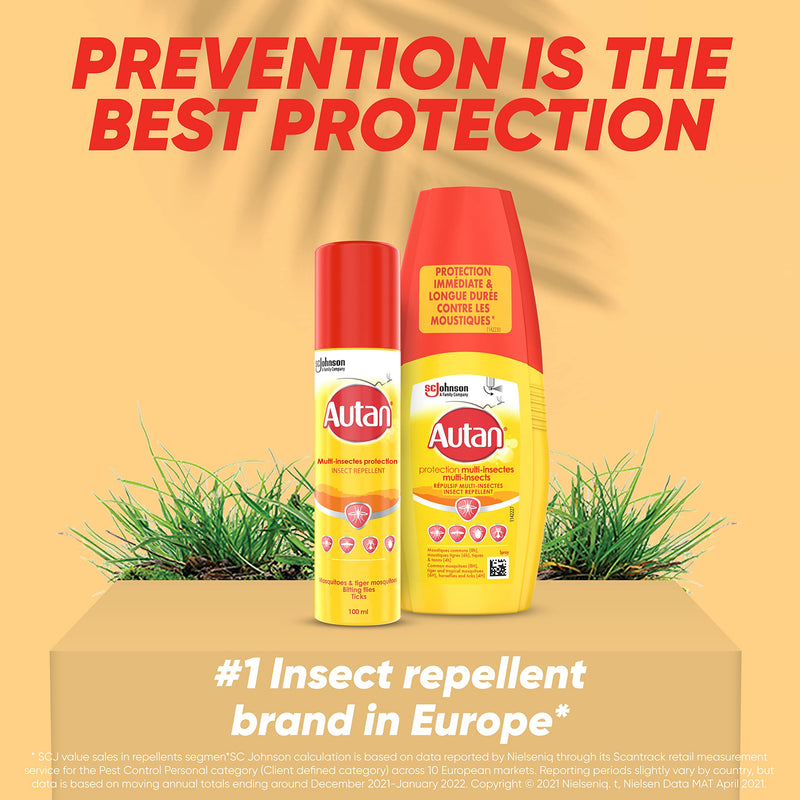 [Australia] - Autan Mosquito & Insect Repellent Spray, Suitable For Kids, DEET Free Formula, Up to 8 Hours Protection against Mosquitoes, Biting Flies and Ticks, 100 ml 