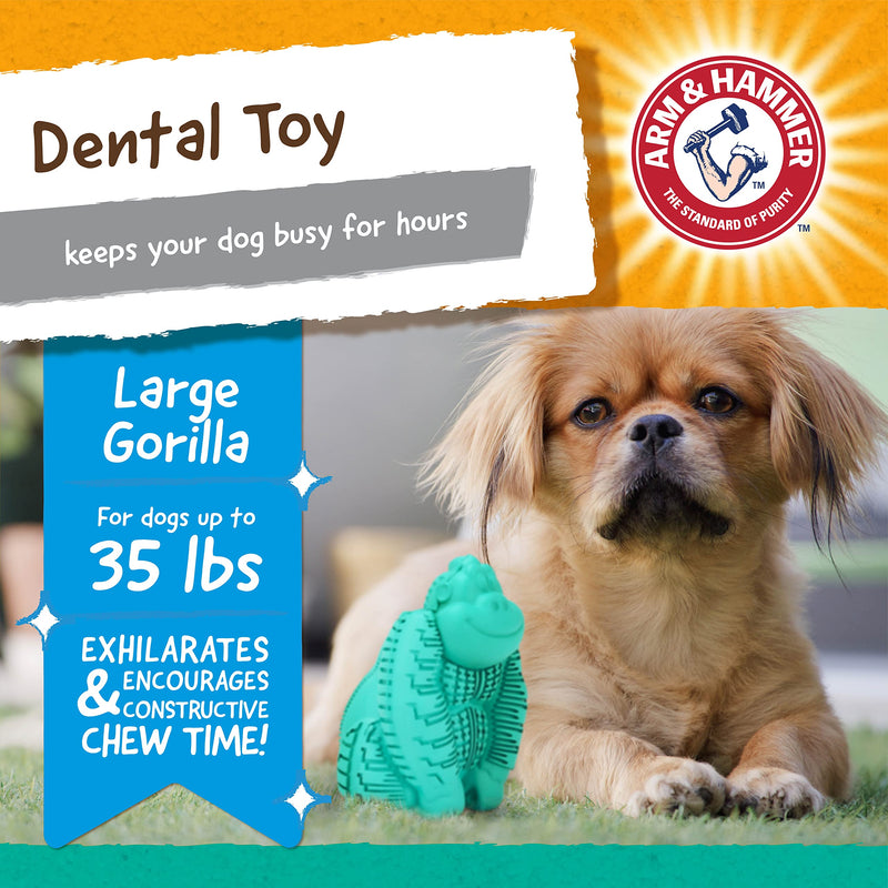 [Australia] - Arm & Hammer for Pets Super Treadz Gorilla Dental Chew Toy for Dogs - Dog Dental Chew Toys Reduce Plaque & Tartar Buildup Without Brushing - Safe for Dogs up to 35 Lbs Large - 1 Pack 