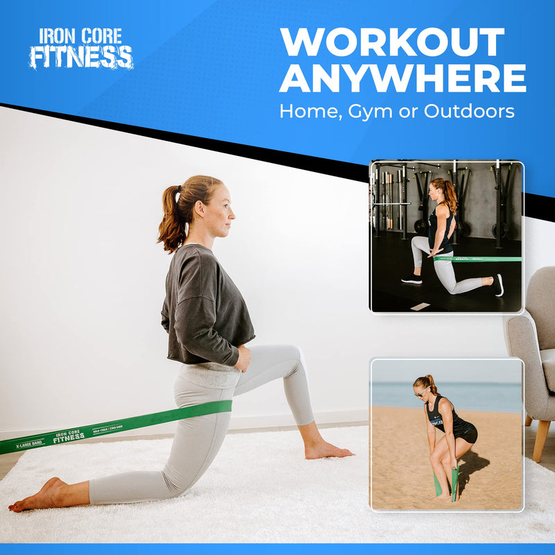 [Australia] - Iron Core Fitness Resistance Bands for Pull Up Assist- Strength Power Flexibility Training at Home or Gym. Ebooks and Workout Chart Included. #5 Green 