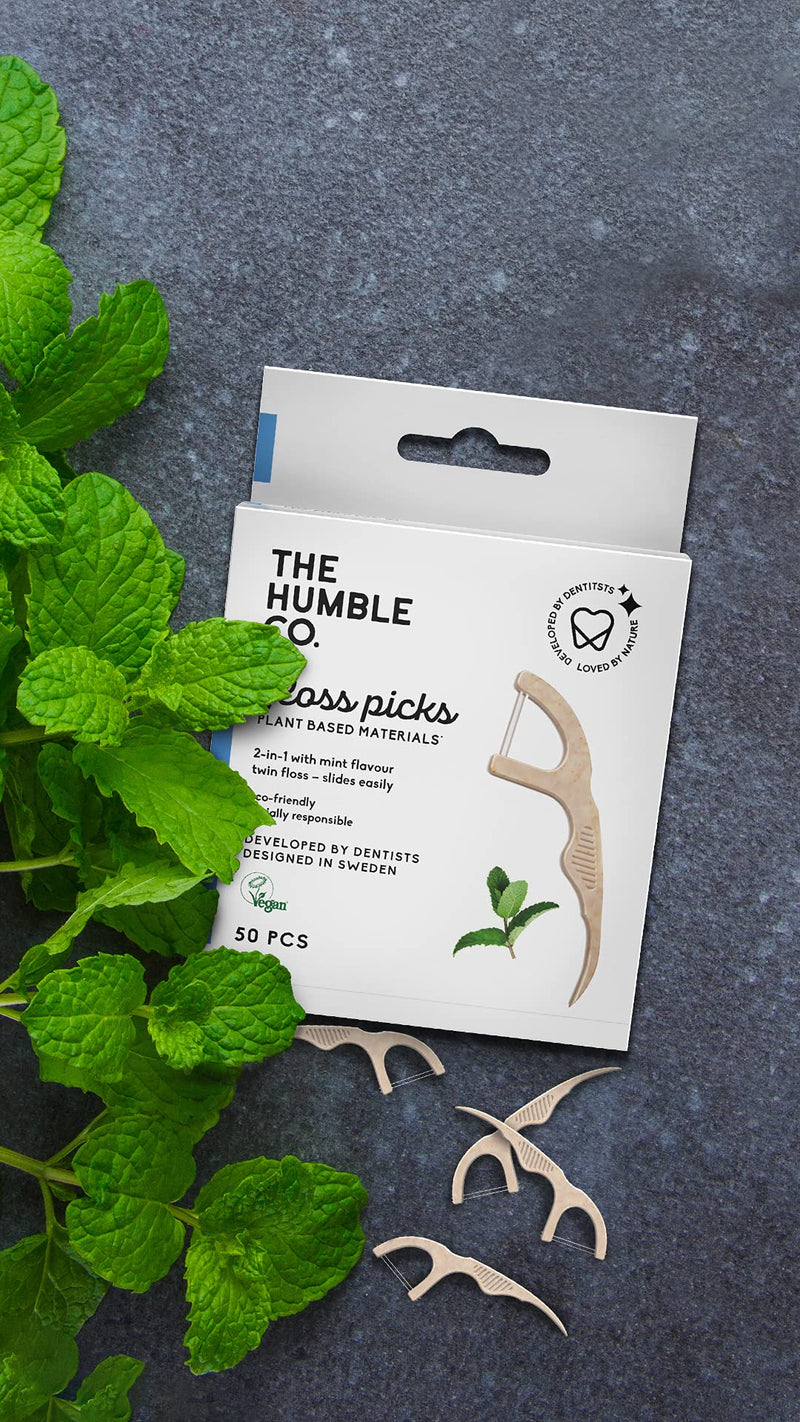 [Australia] - The Humble Co. Plant Based Floss Picks | Fresh Mint | Eco-Friendly, Vegan for Your Everyday Oral Care - Dentist Approved - Removes Plaque and Gives a Fresh Feel (1 x 50p) 50 Count (Pack of 1) 