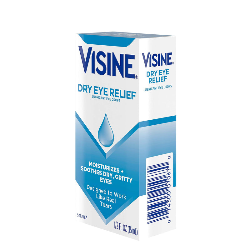 [Australia] - Visine Dry Eye Relief Lubricant Eye Drops with Polyethylene Glycol 400 to Moisturize and Soothe Irritated, Gritty and Dry Eyes, Designed to Work Like Real Tears, 0.5 fl. oz 0.5 Fl Oz (Pack of 1) 