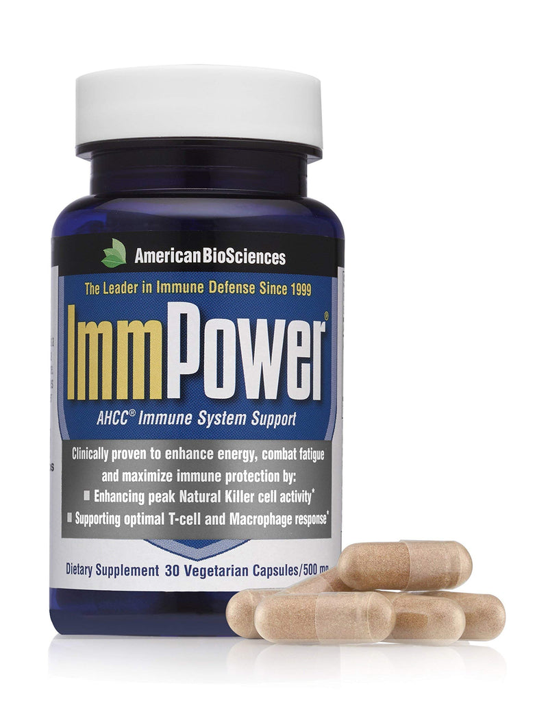 [Australia] - American BioSciences ImmPower AHCC Supplement | Enhanced Immune Support, Natural Killer Cell Activity and Cytokine Production | 30 Vegetarian Capsules, 500 milligrams per Capsule 30 Count (Pack of 1) 