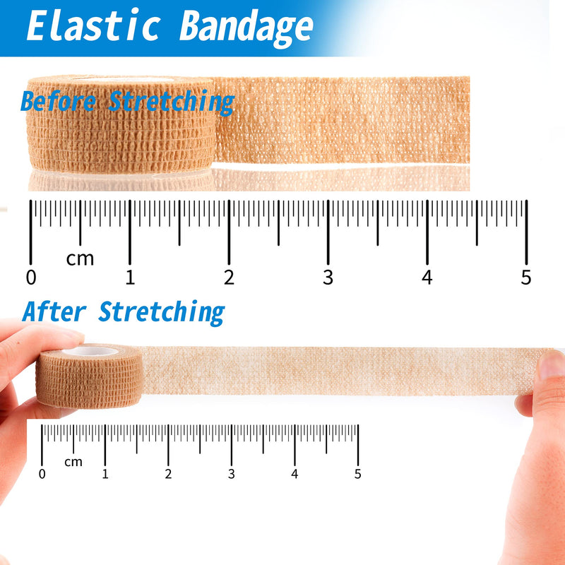 [Australia] - 24 Pack Self Adherent Cohesive Wrap Bandages 1 Inches X 5 Yards,First Aid Tape, Elastic Self Adhesive Tape, Athletic, Sports wrap Tape, Bandage Wrap for Sports, Wrist, Skin Colour Athletic Tape 