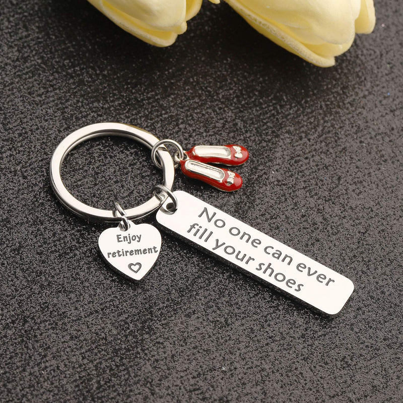 [Australia] - bobauna Enjoy Retirememnt Keychain No One Can Ever Fill Your Shoes With High Heels Charm Retirement Gift For Boss Staff Coworker Employee retirement shoes keychain 