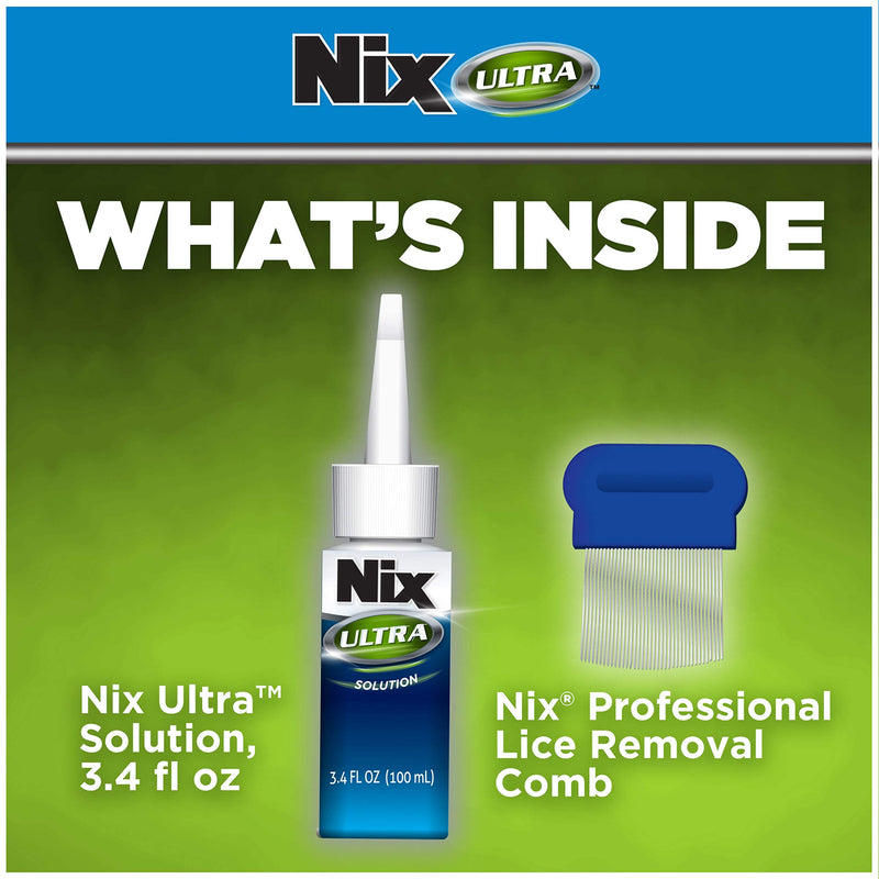 [Australia] - Nix Ultra Lice & Nits Treatment, Kills Super Lice & Eggs, 3.4 Fl Oz (Pack of 1), 1 Count Solution + Comb 