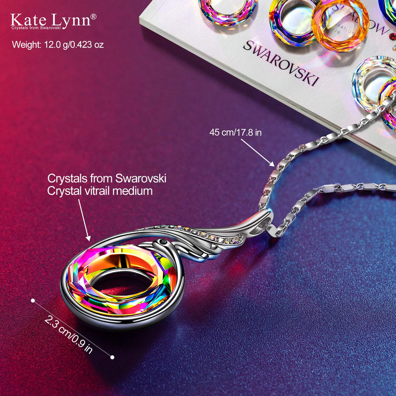 [Australia] - Kate Lynn Christmas Gifts for Women, Necklaces for Women Nirvana of Phoenix Pendant Made with Crystals from Swarovski, Birthday Gift with Jewelry Box 17.8"+2.0", Symbol of Luck and Renewal Vitrail Medium 