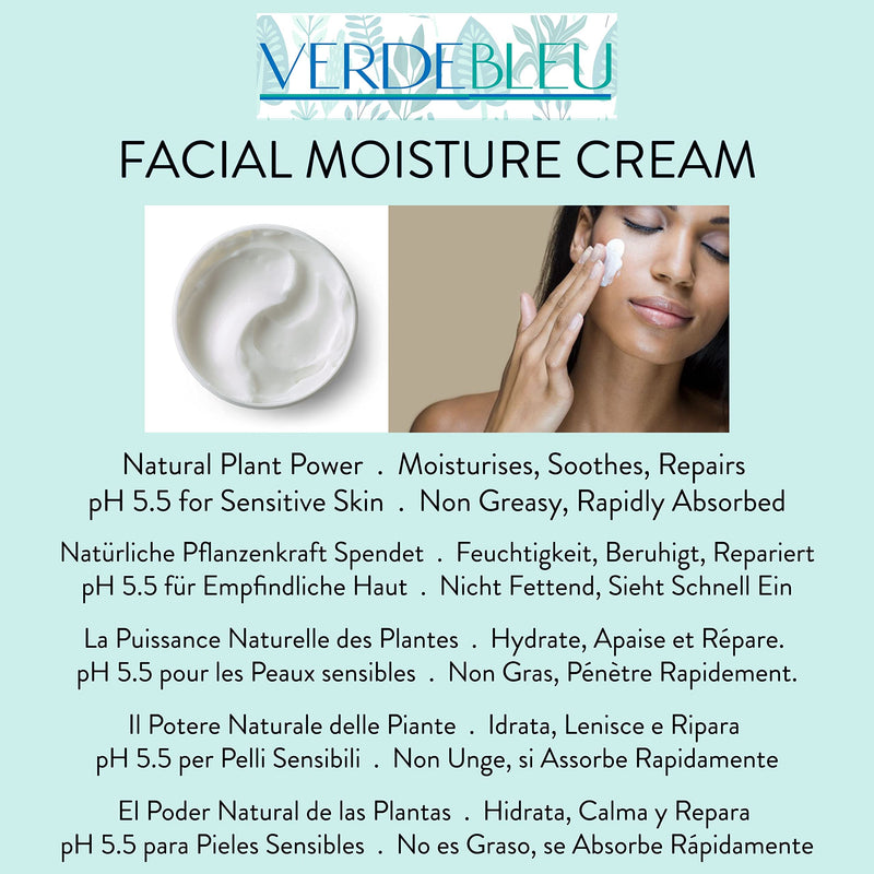 [Australia] - pH 5.5 Balanced, Natural - FACIAL MOISTURE CREAM - ROSEHIP, GREEN TEA & LAVENDER - 100 g by VERDEBLEU. Hydrating, Gentle for Sensitive Skin. We Donate 5% of Profit to Help Save Rainforests. 