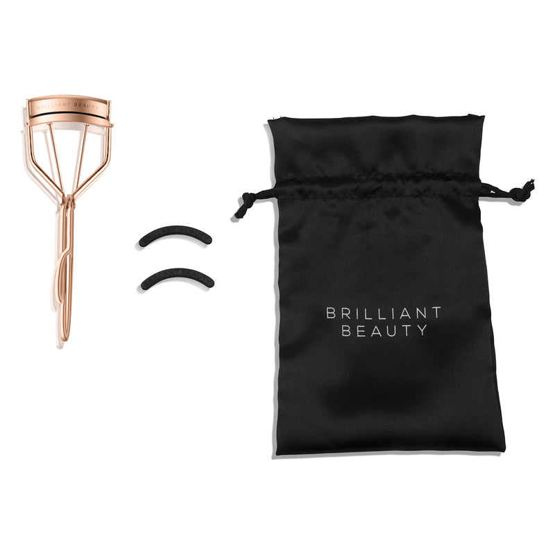 [Australia] - Brilliant Beauty Eyelash Curler with Satin Bag & Refill Pads - Award Winning - No Pinching, Just Dramatically Curled Eyelashes for a Lash Lift in Seconds (Rose Gold) Rose Gold 