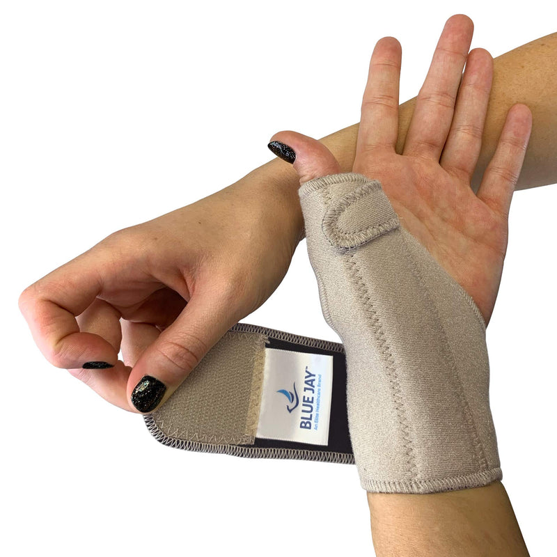 [Australia] - Blue Jay An Elite Healthcare Brand Adjustable Thumb Support with Stabilizing Stay for Thumb, Trigger Finger, Pain Relief, Arthritis, Tendonitis, Sprained and Carpal Tunnel Supporting - Small & Medium Beige Small/Medium 