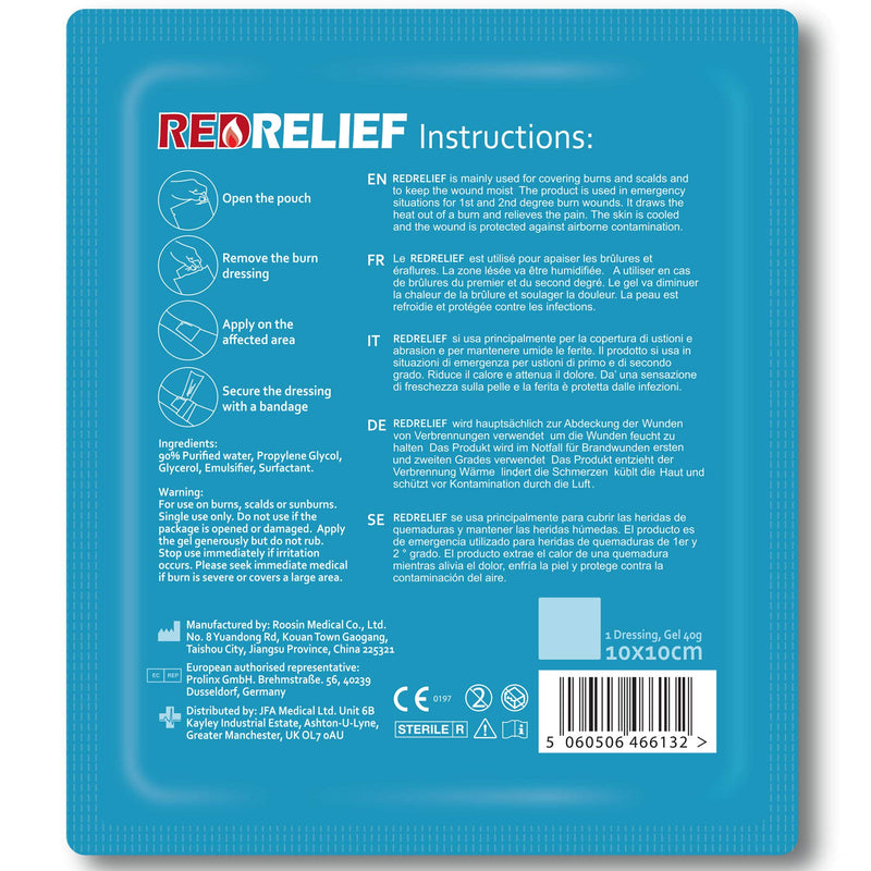 [Australia] - Pack of 5 RedRelief Emergency 10x10cm Burn Dressing - cools, soothes and relieves pain 