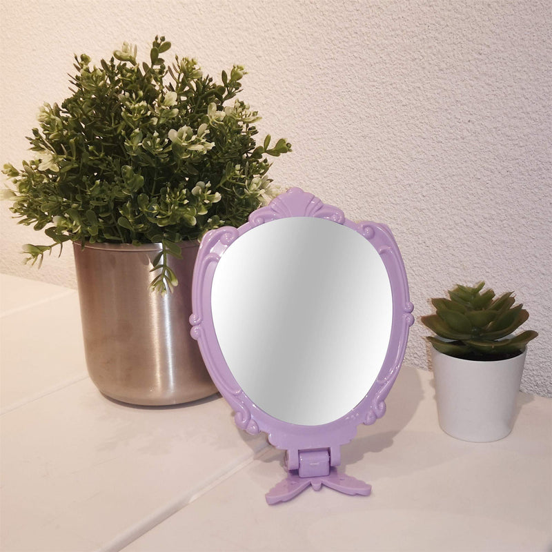 [Australia] - Embossed Butterfly Handheld Mirror with Folding Handle, Princess Style Girls Mirror with Handle, Purple 