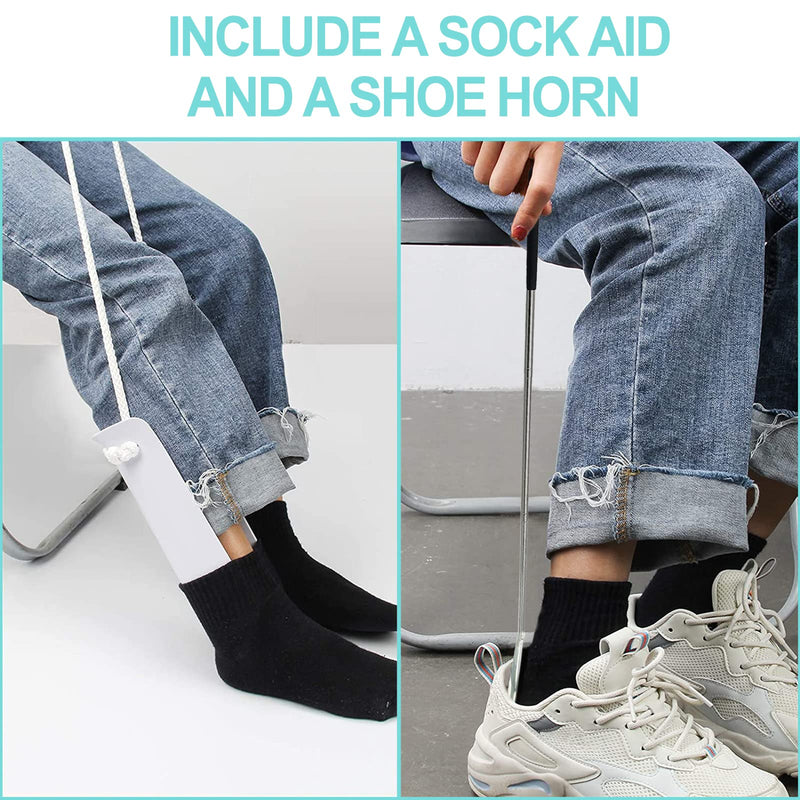 [Australia] - Sock Aids for Putting Socks On and Off, Sock Helper Puller Aid and Shoe Horn Set, Easy Pull Sock Aid for Elderly, Pregnant and Disabled 