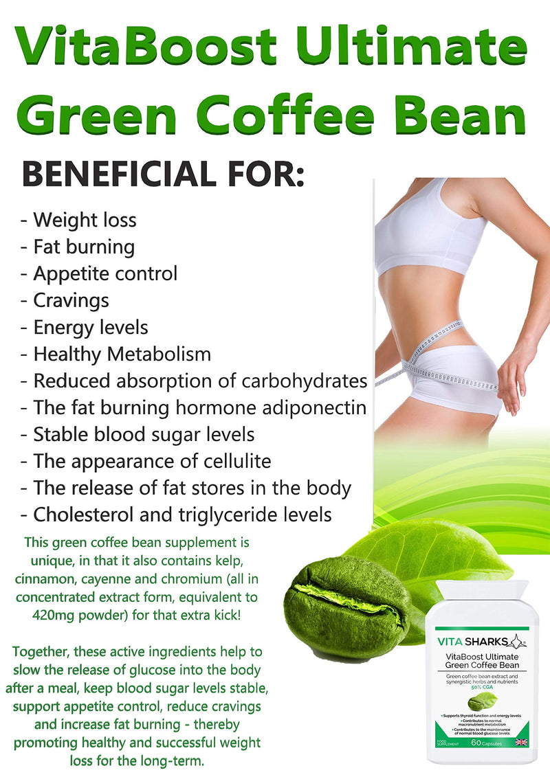 [Australia] - VitaBoost Ultimate Green Coffee Bean | Kosher Tablets for Healthy, Natural Weight Loss, Vegan Thyroid Support & Metabolism Boost for Fat Burning & Slimming 