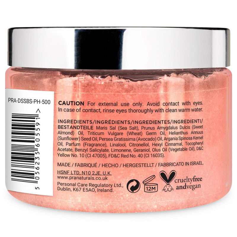 [Australia] - PraNaturals Dead Sea Salt with Peach & Honey Body Scrub 500G ‚Äì Hydrating & Moisturising, With natural oils & minerals, Softening & nourishing, Sweet fruity fragrance, No Parabens, Vegan & Cruelty Free 