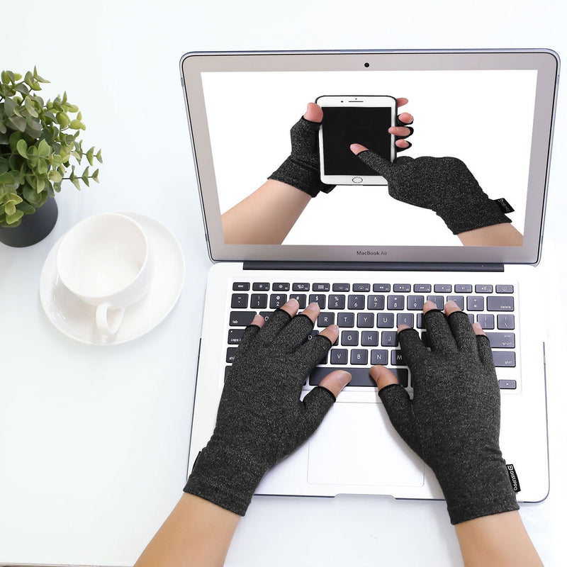 [Australia] - DISUPPO Arthritis Compression Gloves Relieve Pain from Rheumatoid, RSI,Carpal Tunnel, Hand Gloves Fingerless for Computer Typing and Dailywork, Support for Hands and Joints (S, Black) Small (Pack of 1) 