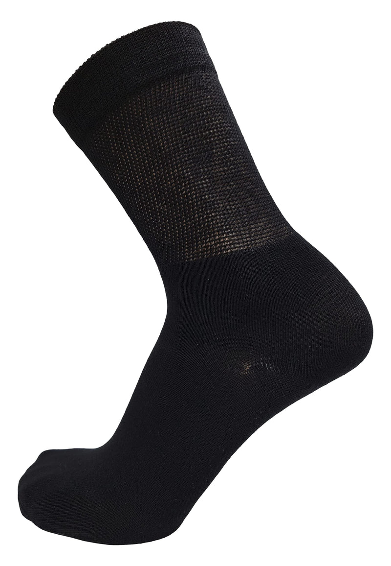 [Australia] - Bamboo Diabetic Socks, 6 Pairs Soft Loose Fitting Non Binding, Mens Womens Unisex Bulk Pack Black Large 