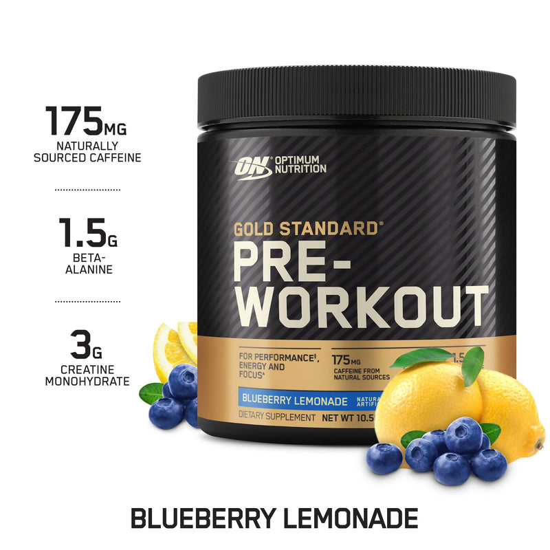 [Australia] - Optimum Nutrition Gold Standard Pre-Workout, Vitamin D for Immune Support, with Creatine, Beta-Alanine, and Caffeine for Energy, Keto Friendly, Blueberry Lemonade, 30 Servings (Packaging May Vary) 