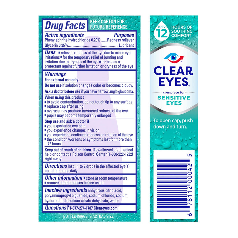 [Australia] - Clear Eyes, Sensitive Eyes, Eye Drops, 0.5 Oz, 2 Pack 