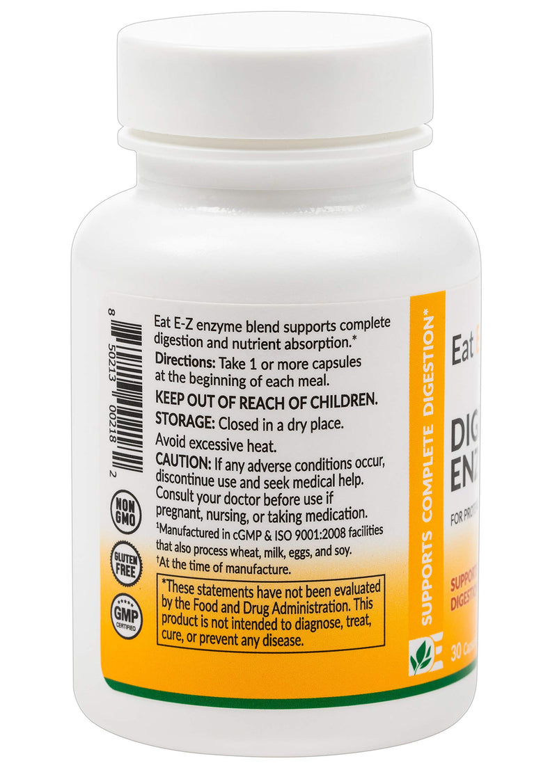 [Australia] - Eat E-Z Digestive Enzymes for Gut Health; Anti-Bloating; Digestive Enzyme for Immune Support | 30 Count 30 Count (Pack of 1) 