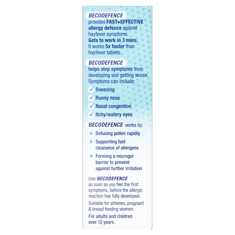 [Australia] - Becodefence, Nasal Spray – AllergyHay Fever Defence from the First Signs of Symptoms – Gets to Work in 3 Minutes NonDrowsy 120 Sprays, 20 ml Adult 